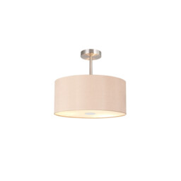 Baymont Polished Chrome E27 Semi Flush With 40cm x 18cm Dual Faux Silk Shade, Antique Gold/Ruby