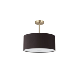 Baymont Antique Brass 3 Light E27 Semi Flush With 40cm x 18cm Faux Silk Shade, Black/White Laminate - thumbnail 5