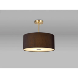 Baymont Antique Brass 3 Light E27 Semi Flush With 40cm x 18cm Faux Silk Shade, Black/White Laminate - thumbnail 2