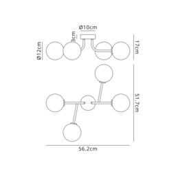 Tivoli Linear Semi Flush Ceiling, 4 Light G9, IP44, Brass Gold/Clear Smooth Round Glass - thumbnail 2