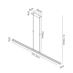Lineal 1.5m Linear Pendant, 54W LED, 3000K, 6400lm, Painted Gold, 3yrs Warranty - thumbnail 3