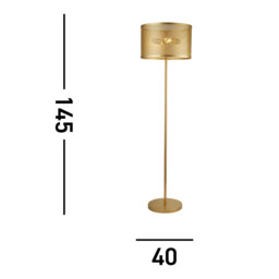 Fishnet 2 Light Floor Lamp Mesh Matt Gold, E27 - thumbnail 2
