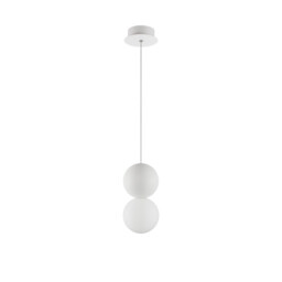 Zero Globe Pendant Ceiling Light White Gypsum Opal Glass, White Aluminium LED G9 - thumbnail 1