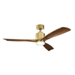 Ridley II 132cm Ceiling Fan with Dimmable 3000K LED Light, Natural Brass, Remote Control