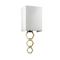 Ria Small 1 Light Wall Light, Aged Brass, Ivory Faux Silk Shade - thumbnail 2