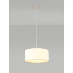 Baymont Polished Chrome E27 Single Pendant With 40cm x 18cm Faux Silk Shade, Ivory Pearl/White Laminate - thumbnail 2
