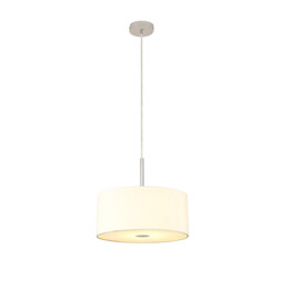 Baymont Polished Chrome E27 Single Pendant With 40cm x 18cm Faux Silk Shade, Ivory Pearl/White Laminate - thumbnail 5