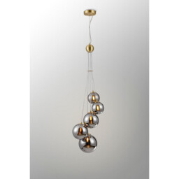 Marshall Ceiling Pendant, 5 Light G9, Satin Gold, Chrome Plated Glass - thumbnail 3