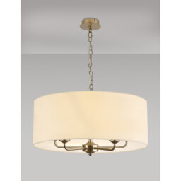 Banyan 5 Light Multi Arm Pendant With 60cm x 22cm Faux Silk Fabric Shade Champagne Gold/Ivory Pearl - thumbnail 2