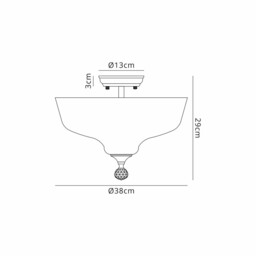 Dresden 2 Light Semi Flush Ceiling Lamp E27 With Flat Round 38cm Glass Shade Graphite, Clear - thumbnail 2