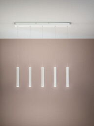 Prado LED Straight Bar Pendant Ceiling Light White Glass - thumbnail 2