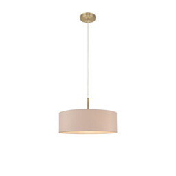 Baymont Antique Brass 5 Light E27 Single Pendant, With 45cm x 15cm Dual Faux Silk Shade, Nude Beige/Moonlight - thumbnail 5