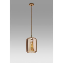 Kriss Cylinder Pendant, 1 Light GU10, Bronze/Bronze Glass Shade With Inner Lined Funnel Glass - thumbnail 2