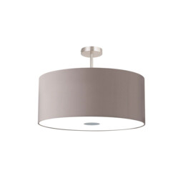 Baymont Satin Nickel 5 Light E27 Semi Flush Fixture With 60cm x 22cm Faux Silk Shade, Grey/White Laminate - thumbnail 5