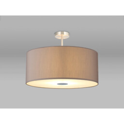 Baymont Satin Nickel 5 Light E27 Semi Flush Fixture With 60cm x 22cm Faux Silk Shade, Grey/White Laminate - thumbnail 2