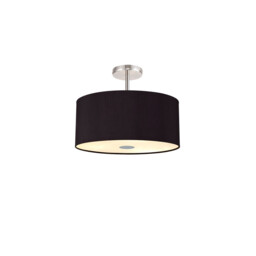 Baymont Polished Chrome 5 Light E27 Drop Flush With 40cm x 18cm Dual Faux Silk Shade, Black/Green Olive