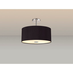 Baymont Polished Chrome 5 Light E27 Drop Flush With 40cm x 18cm Dual Faux Silk Shade, Black/Green Olive - thumbnail 2
