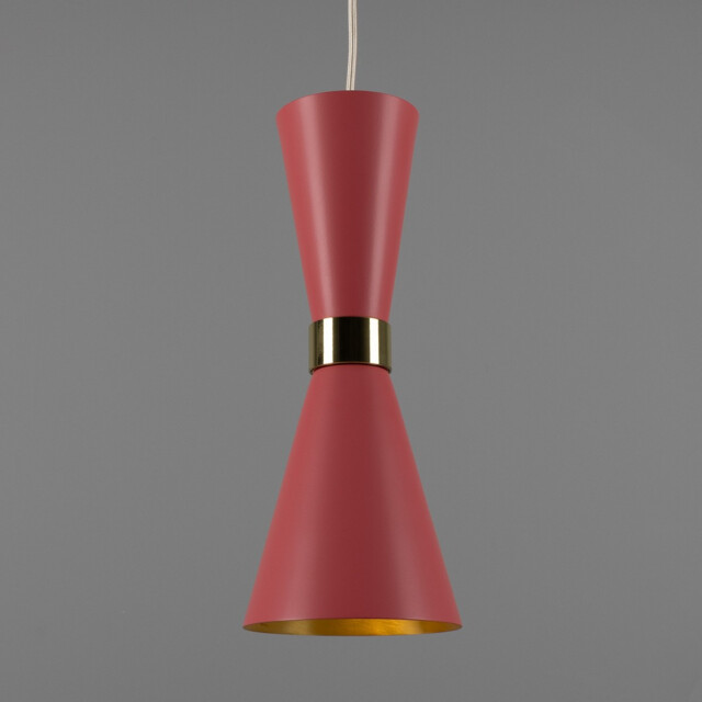 Cairo Coloured Pendant Light, Polished Brass, Antique Pink - image 1