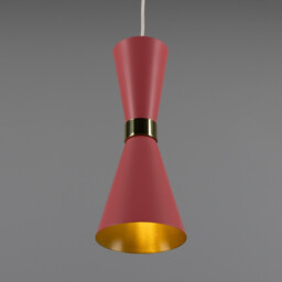 Cairo Coloured Pendant Light, Polished Brass, Antique Pink - thumbnail 3