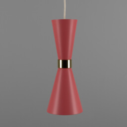 Cairo Coloured Pendant Light, Polished Brass, Antique Pink - thumbnail 2