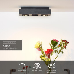 Xirax Modern Ceiling Spotlight - LED Dim to warm - GU10 - 3x5W 2200K/3000K - Black - thumbnail 2