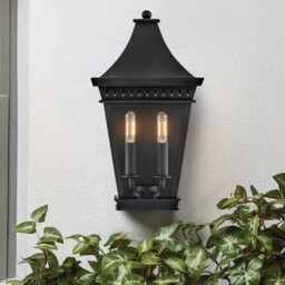 Hinkley Chapel Hill Outdoor Wall Lantern Traditional Museum Black IP44 2x E14 - thumbnail 2