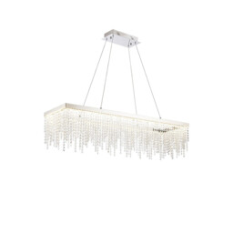Bano Rectangular Dimmable Pendant 40W LED, 4000K, 4600lm, Polished Chrome / Crystal Chain, 3yrs Warranty - thumbnail 1