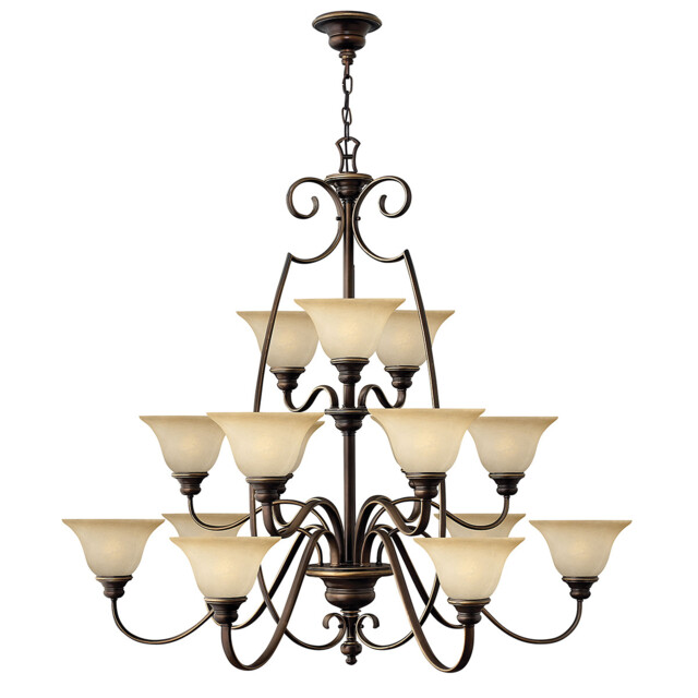 Cello 15 Light Chandelier Antique Bronze, with Glass Shades - image 1