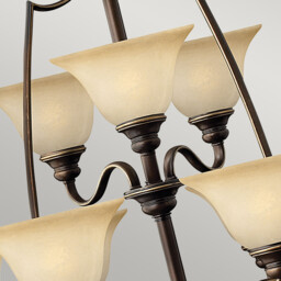 Cello 15 Light Chandelier Antique Bronze, with Glass Shades - thumbnail 3