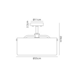 Clarence Semi Flush Ceiling Lamp, 2 Light E27, Anthracite, Clear Glass - thumbnail 2