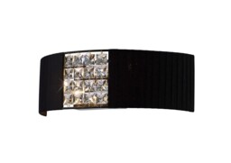 Evelyn Flush Wall Lamp with Black Shade 2 Light Polished Chrome, Crystal - thumbnail 1