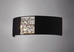 Evelyn Flush Wall Lamp with Black Shade 2 Light Polished Chrome, Crystal - thumbnail 2