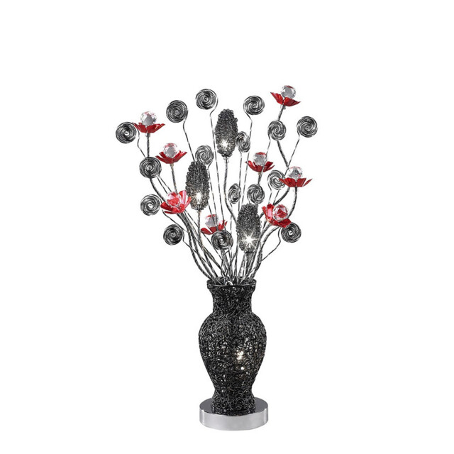 (DH) Nevada Table Lamp 4 Light G4 Black/Red/Crystal, NOT LED/CFL Compatible - image 1
