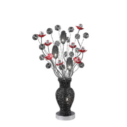 (DH) Nevada Table Lamp 4 Light G4 Black/Red/Crystal, NOT LED/CFL Compatible - thumbnail 1