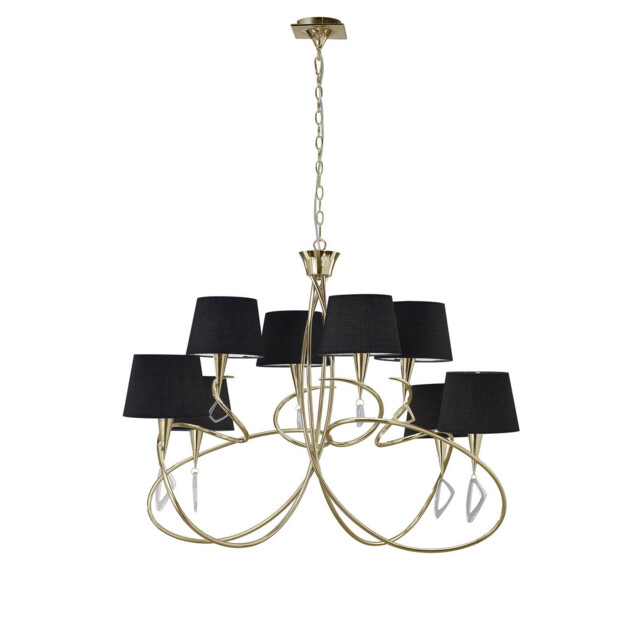 Mara Pendant 2 Tier 8 Light E14, French Gold Black Shades - image 1