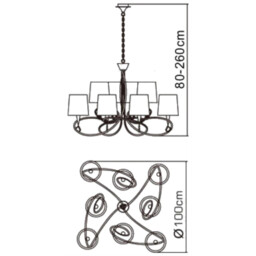 Mara Pendant 2 Tier 8 Light E14, French Gold Black Shades - thumbnail 3