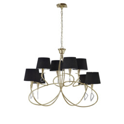 Mara Pendant 2 Tier 8 Light E14, French Gold Black Shades - thumbnail 1