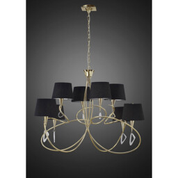 Mara Pendant 2 Tier 8 Light E14, French Gold Black Shades - thumbnail 2