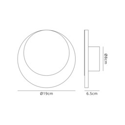 Altona Magnetic Base Wall Lamp, 12W LED 3000K 498lm, 15, 19cm Round Top Offset, Coffee, Acrylic Frosted Diffuser - thumbnail 2