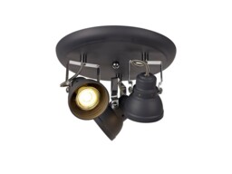 Laurens Adjustable Round Spotlight, 3 x GU10 (Max 10W LED), Matt Grey, Polished Chrome - thumbnail 1