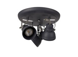 Laurens Adjustable Round Spotlight, 3 x GU10 (Max 10W LED), Matt Grey, Polished Chrome - thumbnail 3
