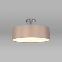 Baymont Polished Chrome 3 Light E27 Drop Flush, With 45cm x 15cm Faux Silk Shade, Grey - thumbnail 2