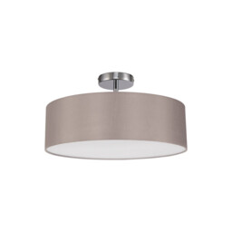 Baymont Polished Chrome 3 Light E27 Drop Flush, With 45cm x 15cm Faux Silk Shade, Grey - thumbnail 5