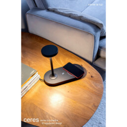 Ceres Table Lamp With Mobile Phone Induction Charger & USB Charger, 6W LED, 3000K, 450lm, Black, 3yrs Warranty - thumbnail 3