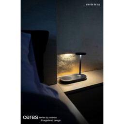 Ceres Table Lamp With Mobile Phone Induction Charger & USB Charger, 6W LED, 3000K, 450lm, Black, 3yrs Warranty - thumbnail 5
