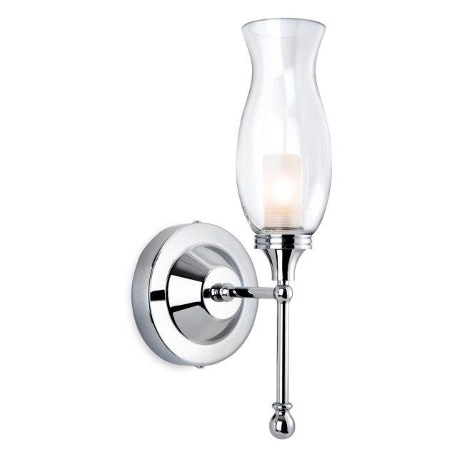 Aston 1 Light Bathroom Indoor Wall Light Chrome, Clear Glass IP44, G9