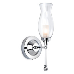 Aston 1 Light Bathroom Indoor Wall Light Chrome, Clear Glass IP44, G9