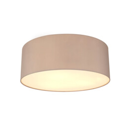 Baymont White 3 Light E27 Universal Flush Ceiling Fixture With 60cm x 22cm Faux Silk Shade, Grey/White Laminate