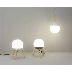 Mine 1 Light Globe Ceiling Pendant White, Wood, E27 - thumbnail 2