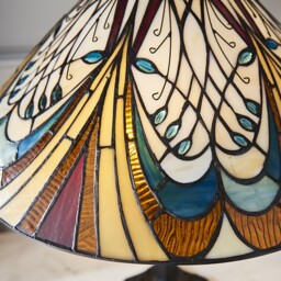 Hector 2 Light Medium Table Lamp Dark Bronze, Tiffany Glass, E27 - thumbnail 5